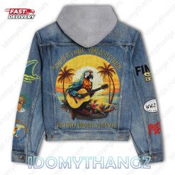 Jimmy Buffett On A Beach Hooded Denim Jacket