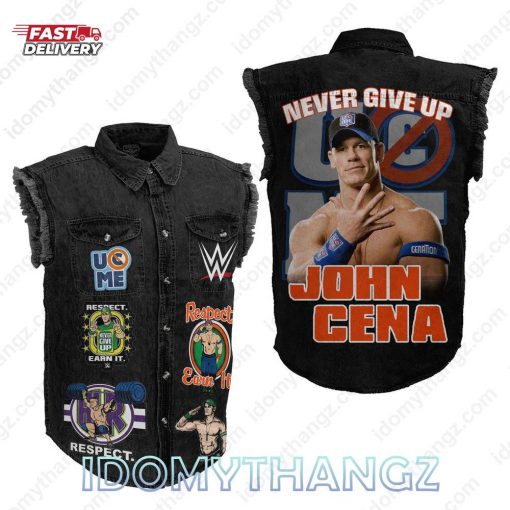 John Cena Never Give Up Sleeveless Denim Jacket