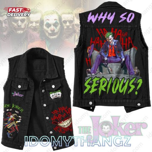 Joker Why So Serious Sleeveless Denim Jacket