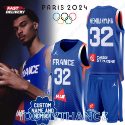 Olympic 2024 Custom France Basketball Jersey