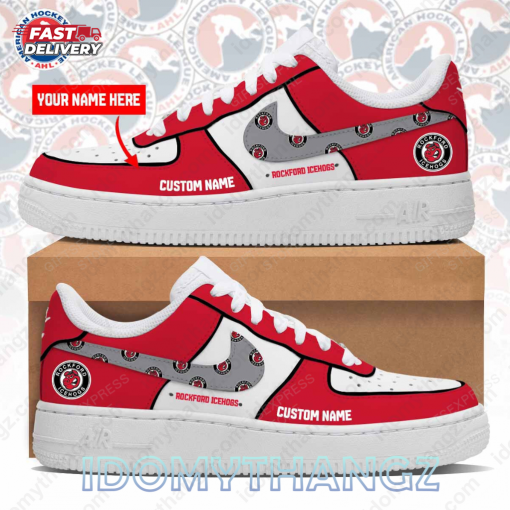 PERSONALIZED ROCKFORD ICEHOGS AIR FORCE SNEAKERS