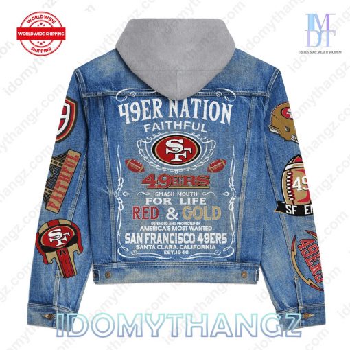 San Francisco 49ers Faithful For Life Hooded Denim Jacket