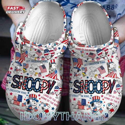 Snoopy USA Flag Crocs Clogs Shoes