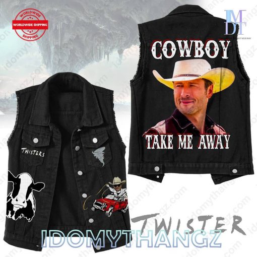 Twister Cowboy Take Me Away Sleeveless Denim Jacket