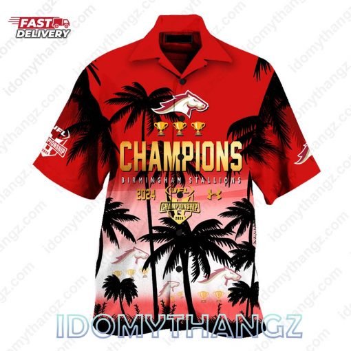 UFL Birmingham Stallions Back to Back to Back Champions Hawaiian Shirt