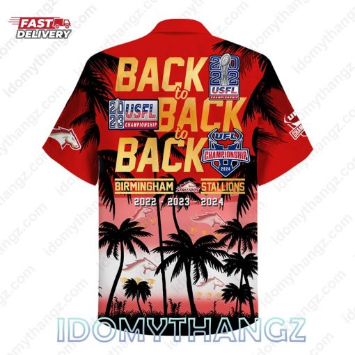 UFL Birmingham Stallions Back to Back to Back Champions Hawaiian Shirt