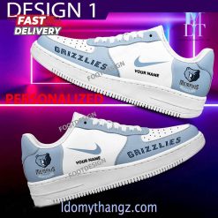 Custom Name Memphis Grizzlies Team NBA Air Force 1 Sneakers