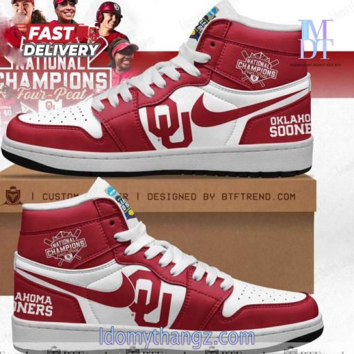 Oklahoma Sooners 2024 NCAA Softball Champions Four Peat Air Jordan 1