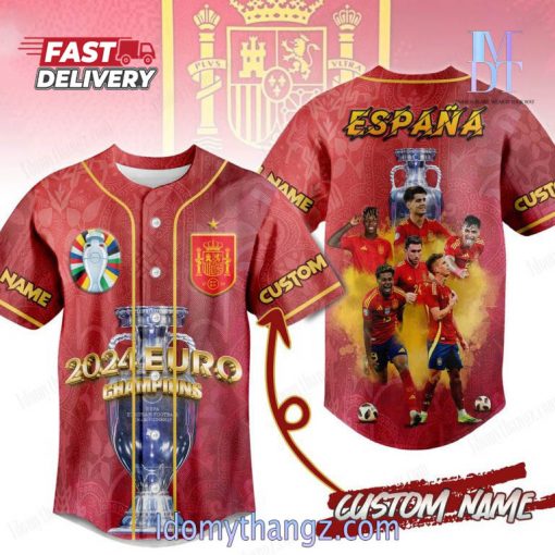 Spain 2024 Euro Champions Custom Baseball Jersey