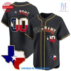 CUSTOM BLACK GOLD TEXAS FLAG BASEBALL JERSEY