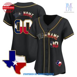 CUSTOM BLACK GOLD TEXAS FLAG BASEBALL JERSEY