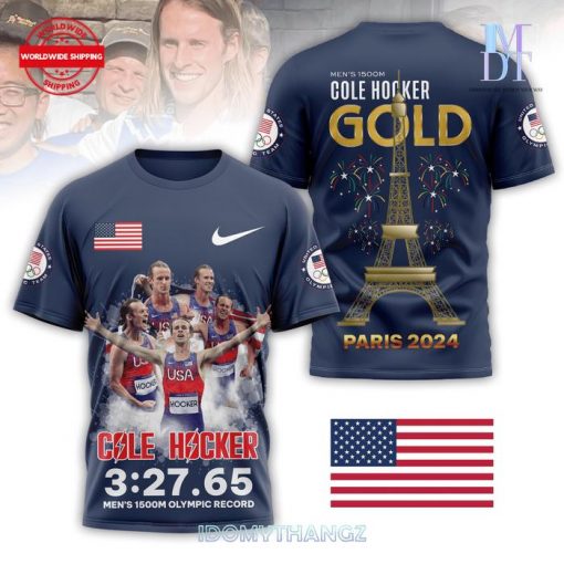 Cole Hocker Medal Gold 1500m Olympic Record 3D Shirt