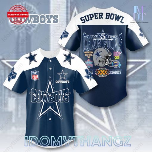 Dallas Cowboys Super Bowl Five Time Champions Baseball Jersey