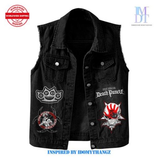 Five Finger Death Punch World Tour 2024 Sleeveless Denim Jacket