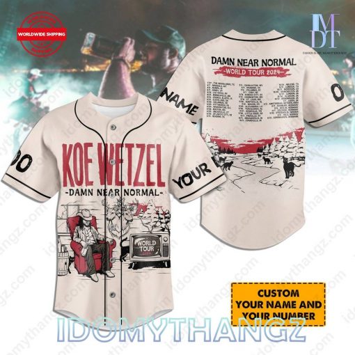 Koe Wetzel Damn Near Normal World Tour Baseball Jersey