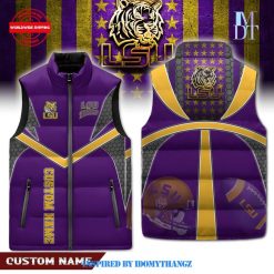 LSU Tigers Custom Name Puffer Sleeveless Jacket