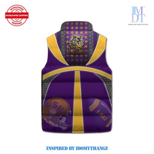 LSU Tigers Custom Name Puffer Sleeveless Jacket