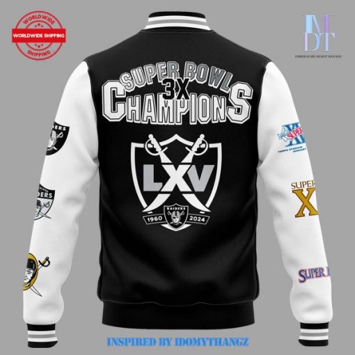 Las Vegas Raiders Super Bowl Champions Baseball Jacket