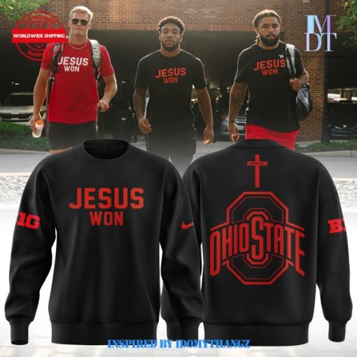 Limited Edition Ohio State JESUS WON BIG Black Sweatshirt 2024