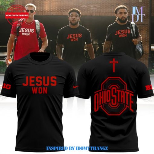 Limited Edition Ohio State JESUS WON BIG Black T-Shirt 2024