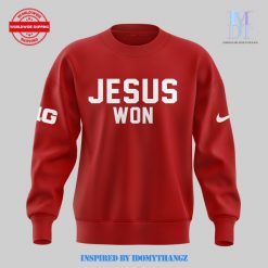 Limited Edition Ohio State JESUS WON BIG Red Sweatshirt 2024