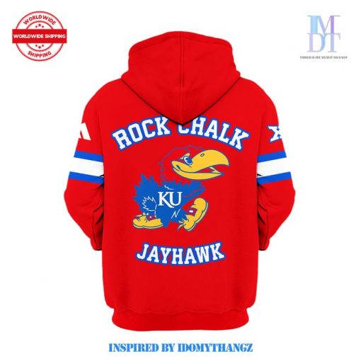 NCAA Kansas Jayhawk 2024 Big 12 Red Rock Chalk Limited Hoodie