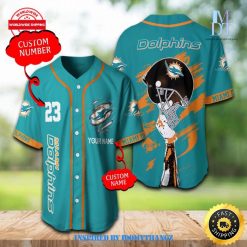 NFL Miami Dolphins Customized Aqua Baseball Jersey