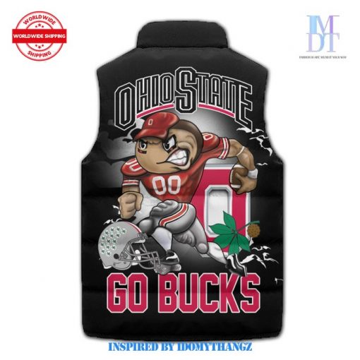 Ohio State Go Bucks Black Puffer Sleeveless Jacket