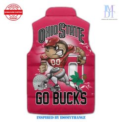 Ohio State Go Bucks Red Puffer Sleeveless Jacket