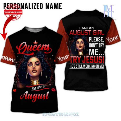 Personalized Name Queen Are Born In August Shirt