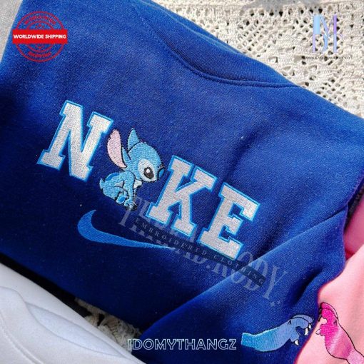 Stitch and Angel Nike Embroidered Shirt