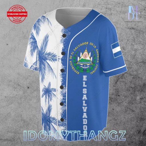 Tropical El Salvador Flag Coats of Arm Custom Baseball Jersey