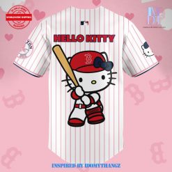 Boston Red Sox Hello Kitty 2024 Pink Stripe Baseball Jersey