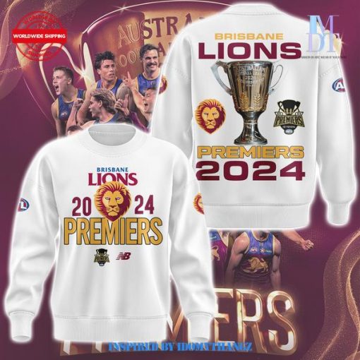 Brisbane Lions AFL 2024 Champions White Sweatshirt