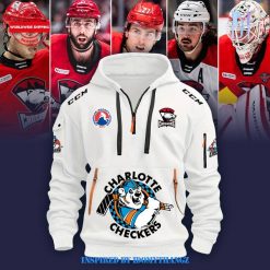 Charlotte Checkers AHL 2024 New White Zipper Hoodie