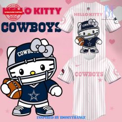 Dallas Cowboys Hello Kitty 2024 Pinstripe Baseball Jersey