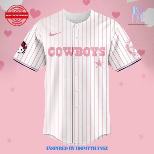 Dallas Cowboys Hello Kitty 2024 Pinstripe Baseball Jersey