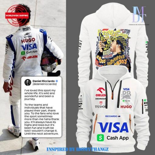 Daniel Ricciardo Formula 1 Enjoy The Butterflies White Hoodie