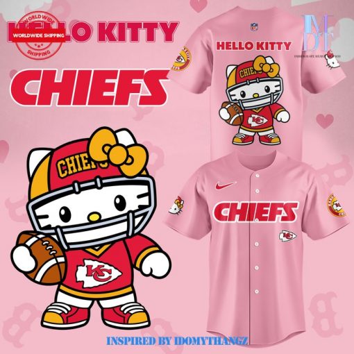 Kansas City Chiefs Hello Kitty 2024 Pink Baseball Jersey