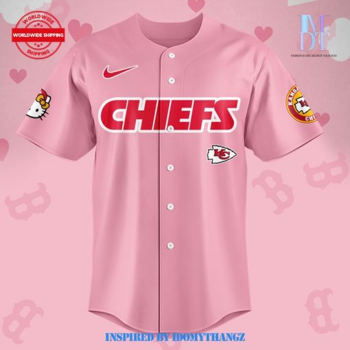 Kansas City Chiefs Hello Kitty 2024 Pink Baseball Jersey