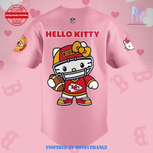 Kansas City Chiefs Hello Kitty 2024 Pink Baseball Jersey