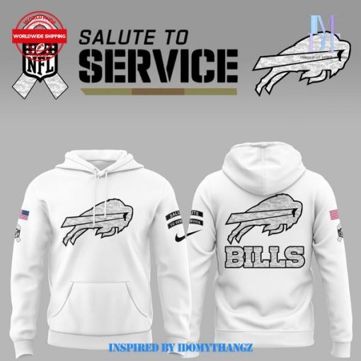 Limited Edition Buffalo Bills Salute to Service White Hoodie