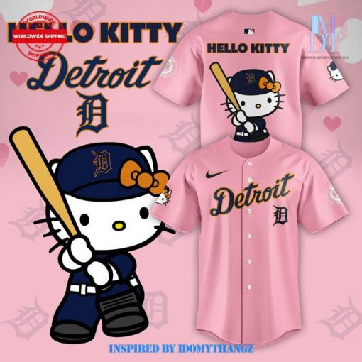 Limited Edition Detroit Lions Hello Kitty Baseball Jersey