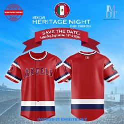 Los Angeles Angels Mexico Heritage Night 2024 Red Baseball Jersey