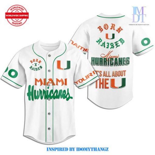 Miami Hurricanes Born Raised White Baseball Jersey