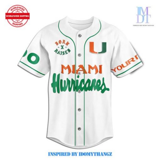 Miami Hurricanes Born Raised White Baseball Jersey