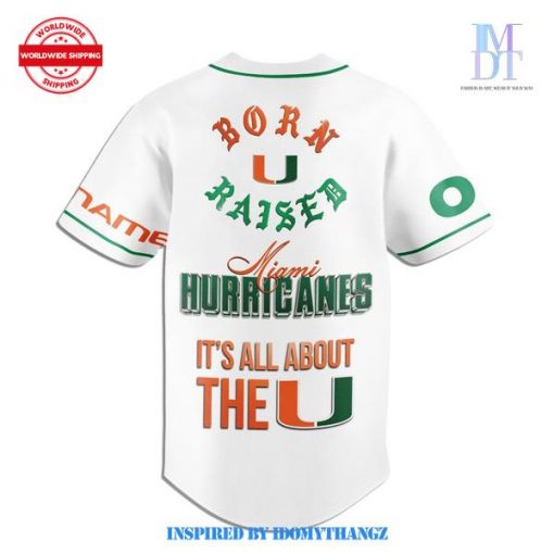 Miami Hurricanes Born Raised White Baseball Jersey