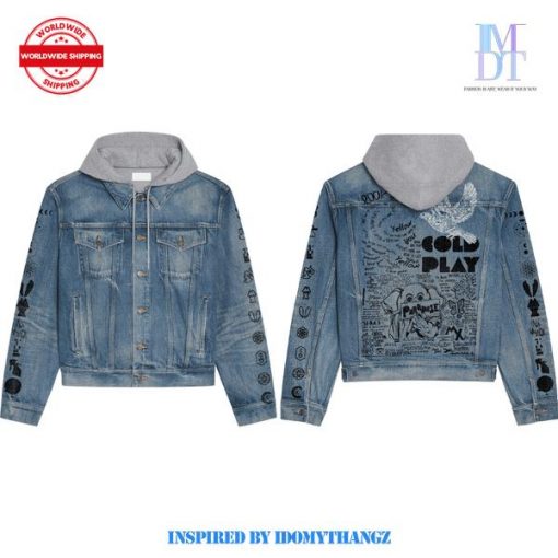 Coldplay Moon Music Hooded Denim Jacket