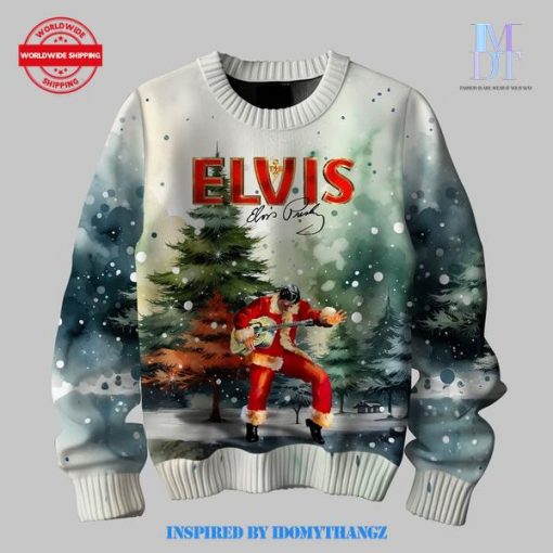 Elvis Presley Blue Christmas Sweater