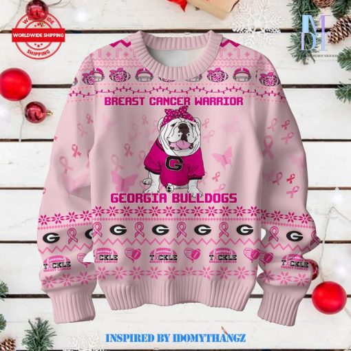 Georgia Bulldogs Breast Cancer Warrior Ugly Sweater